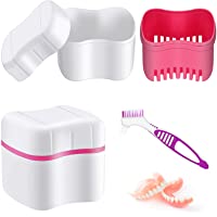 Caja de Baño de Dentadura con Cepillo Limpiador de Dentaduras Cepillo Dientes de Dentaduras Postizas- Caja Contenedor de…